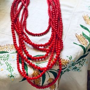 Vintage statement necklace red beads